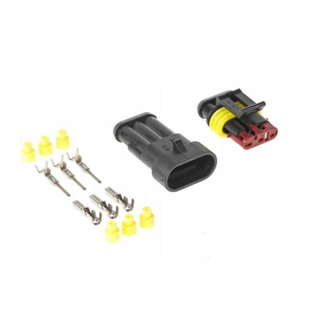 Hermetische connector set - 12 tot 24 Volt - 3 pin superseal - IP67 - 10 stuks Hermetische connector set - 12 tot 24 Volt - 3 pin superseal - IP67 - 10 stuks